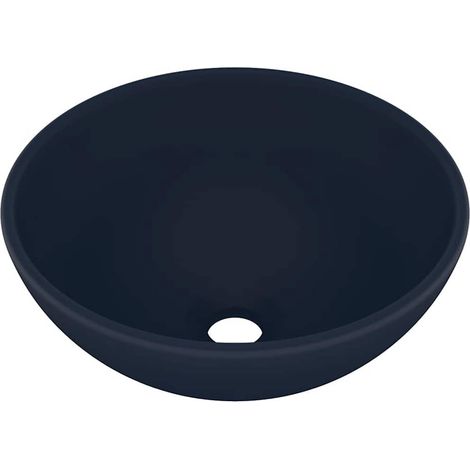 Lavabo de lujo redondo cerámica azul oscuro mate 32,5x14 cm vidaXL
