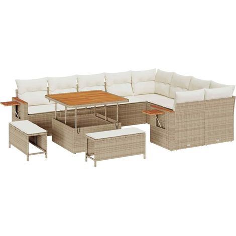 Maison Exclusive - Set Divano da Giardino 13 pcs Beige e Crema polyrattan
