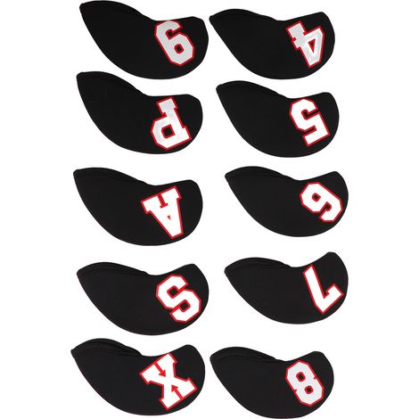 Lot de 10 couvre-clubs de golf pour fers, en néoprène, noirs. (1/5)