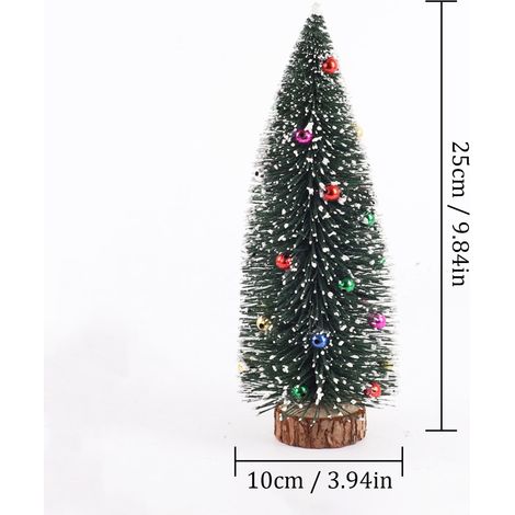 Arbre De Noël Miniature - 25 Cm - Base En Bois - Décoration De Bureau Et De Scène Festive - 1 Pièce (1/2)