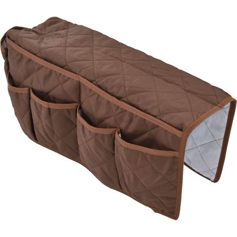 Coussin Range-Tout pour Canapé, Organiseur d'Accoudoir avec Poches, Anti-Poussière et Imperméable, Design Pratique, Café (1/5)