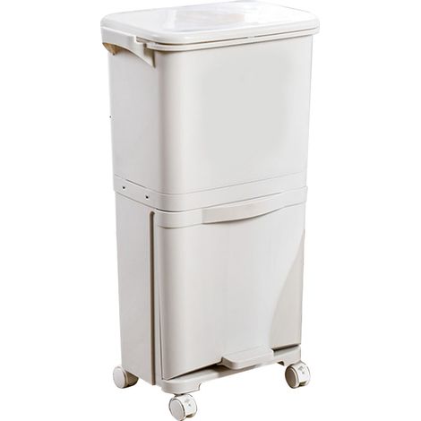 Poubelle de tri humide/sec grande capacité 2 couches 29L 36x26x77cm, poubelle surélevée mobile pour cuisine domestique. (1/5)