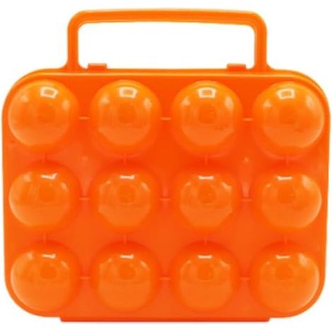Boîte de Rangement pour Œufs Pliable en Plastique à 12 Compartiments pour Extérieur, Camping, Pique-nique (Orange) (1/5)