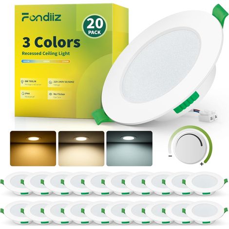 Lot de 12 Spot LED Encastrable 6W, 220V Spots de Plafond Extra Plat Blanc Chaud 2700K Blanc Neutre 4000K Blanc Froid 6000K Réglable, Spot Salle de Bain IP44 pour Salon Cuisine, Rond