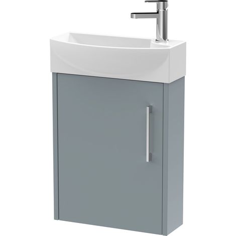 Winshill Contemporary 1 Door Left-Hand Wall Hung Cloakroom Vanity Unit with Basin, Grey, 440mm