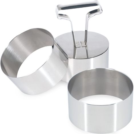 INOXPRAN - Confezione da 3 Coppapasta Tondi INOXPRESS in Acciaio Inossidabile, Pratici e Comodi in Cucina, Ideali per la Preparazione di Primi Piatti, Tartare o Dessert, Dimensioni 7,5 cm