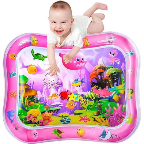 Tapis d'eau pour bébé de 3, 6, 9 mois - Développement sensoriel, idée cadeau pour nouveau-né - rose (1/4)