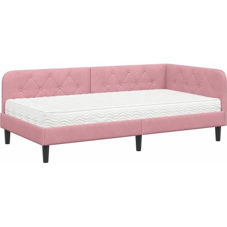 Maison Exclusive - Cornice del letto ad angolo Rosa 100 x 200 cm Velluto