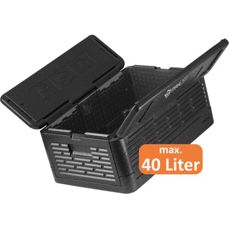 Mahlzeit Thermobox faltbar, 60 x 40 x 25,5 cm, 40 L, Schwarz, Styroporbox für kalte und warme Speisen