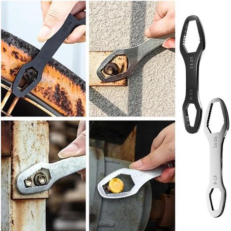 Set di 2 chiavi a cricchetto autoregolanti (8-22 mm) in 4 misure per applicazioni idrauliche e automobilistiche. (1/5)