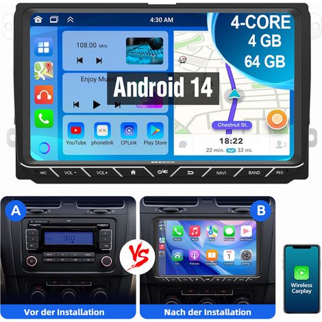 Android 14 Carplay Autoradio GPS Für VW Golf 5 6 Polo 6R Passat Caddy Tiguan 2+32G DAB (1/5)