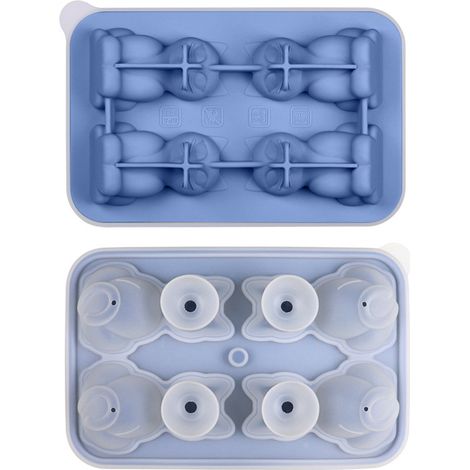 Silikon-Eiswürfelform Katze - Niedliche Eiswürfelschale für Zuhause, Einfaches Entformen, Schnelles Gefrieren, Trendiges Tierdesign, Blau (1 Stück)-lsw (1/2)