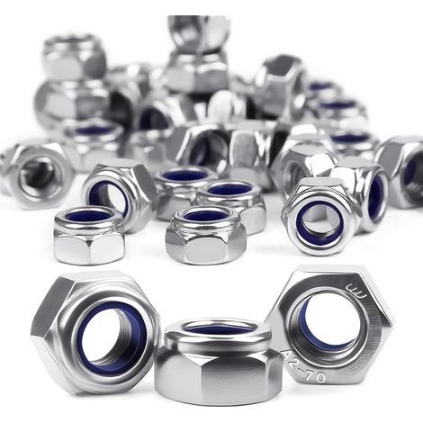 Kit de 100 écrous hexagonaux autobloquants M6 DIN985 en acier inoxydable A2 (1/5)