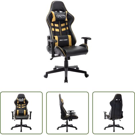 Chaise de bureau - Chaise de jeu Noir et doré Cuir artificiel (1/5)