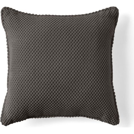 Topaze - coussin - velours texturé - 40x40 cm - gris foncé (1/5)