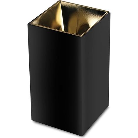 Support de spot LED encastrable carré GU10, corps noir, réflecteur or (1/5)