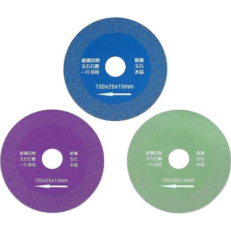 Ensemble de 3 disques de coupe pour verre, vert, bleu, violet, lame de coupe ultra-fine pour carrelage et céramique