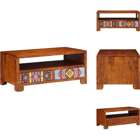 Table basse 90x50x40 cm bois d'acacia massif - Table Basse - Tables Basses - Table D'appoint - Table Latérale (1/5)