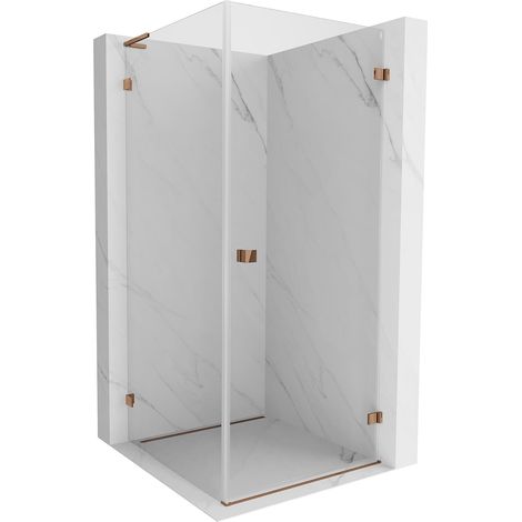 Mexen Lunar-B L cabina doccia a battente destra 90 x 90 cm, trasparente, oro rosa - 832L-090-090-60-00-P (1/5)