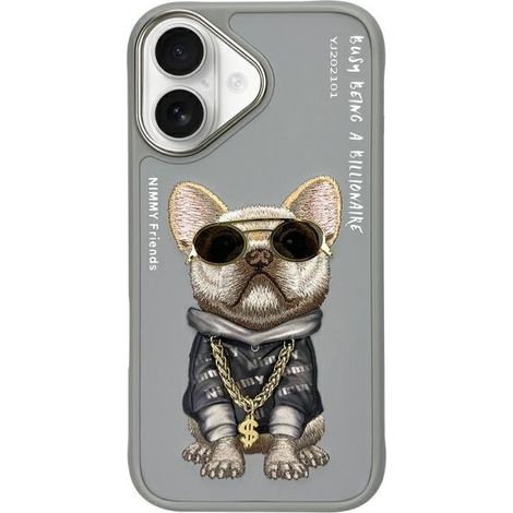Custodia per iPhone 16 Nimmy Glasses Cool Dog, colore grigio (1/5)