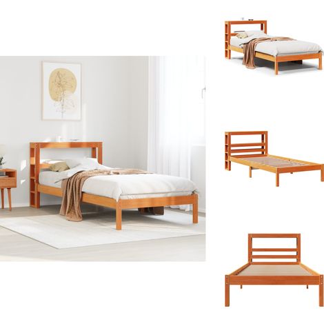 Bettgestell mit Kopfteil ohne Matratze Wachsbraun 100x200 cm - Bettgestell - Bettgestelle - Bettrahmen - Bett (1/5)