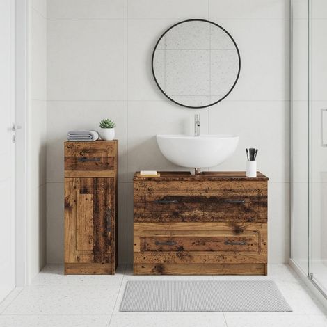 vidaXL 2 Piece Bathroom Cabinet Set UTRECHT Old Wood Engineered Wood (1/5)