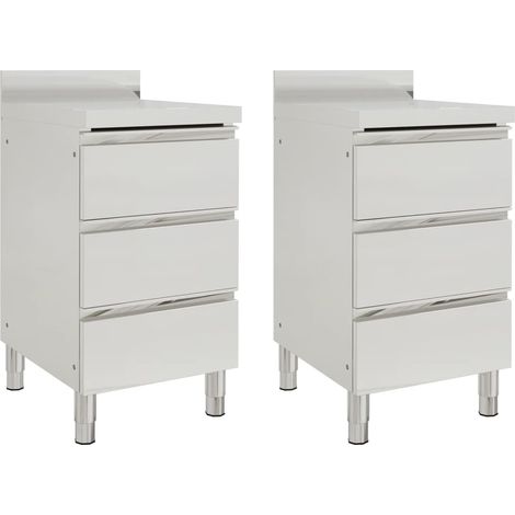 Juego de 2 muebles de cocina comerciales con 3 cajones acero inoxidable 020000008