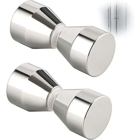 Lot de 2 poignées de porte de douche - Alliage d'aluminium argenté - Pour portes de douche en verre (1/5)