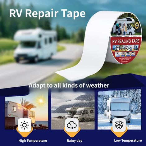 Ruban d'étanchéité blanc imperméable, adapté aux camping-cars, aux navires, aux réparations et aux colmatages de fuites 5 cm de large x 5 m de long. (1/5)