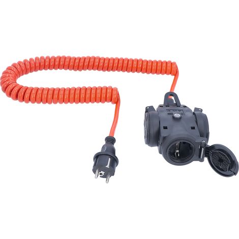 3-fach Spiralverlängerung 5m Stecker Kupplung H07BQ-F 3G1,5 IP44 (1/2)