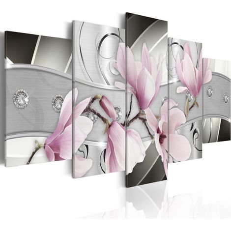 Tableau Imprimé "Magnolias en Acier" 50 x 100 cm (1/2)