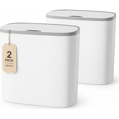 Lot de 2 poubelles à capteur automatique à montage mural Blanc 9 l (1/5)