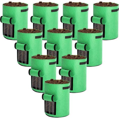 TolleTour 10Pcs Sac à Plantes. Sac de Plantation avec Poignées. Kit de Jardinière 7 Gallons Sac de Fleurs Jardin Réutilisable Multi-Usages (1/5)