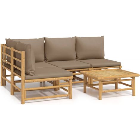 Maison Exclusive - Set Salotto da Giardino 5pz con Cuscini Tortora Bambù