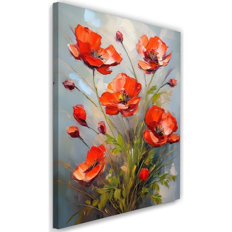 Tableau déco Coquelicots des champs peints en rouge 40x60 (1/5)