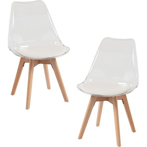 Packs Sillas Comedor - Pack 2 Sillas Synk Transparente Asiento - Blanco (1/5)