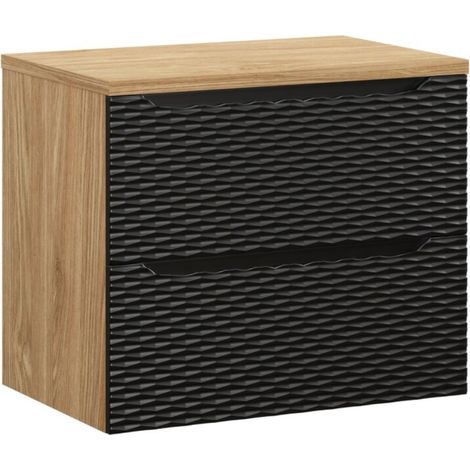 Set da bagno YOKA nero: mobile sottolavabo con cassetti 70 cm + piano lavabo