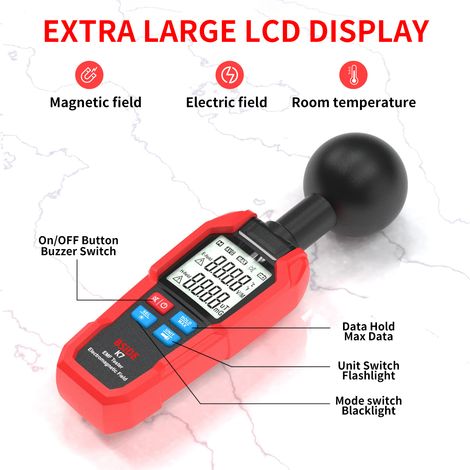 BSIDE Rilevatore di campi elettrici e radiazioni magnetiche multifunzionale K7 Tester elettromagnetico portatile Misuratore EMF Rilevamento di radiofrequenze portatile. (1/5)
