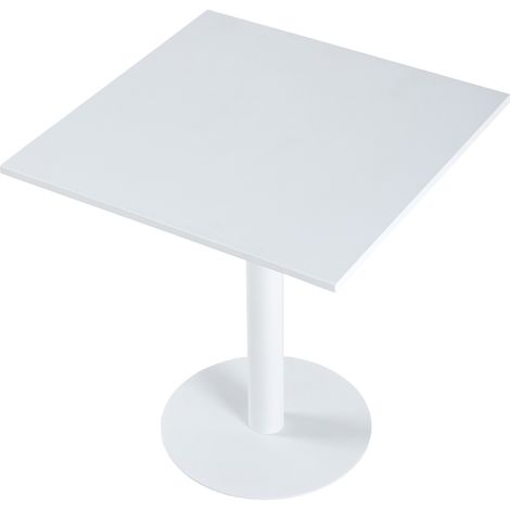 Table carrée en métal coloris blanc - Longueur 70 x profondeur 70 x hauteur 73 cm -PEGANE- (1/2)