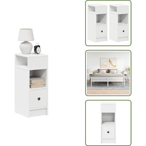 The Living Store Nachttische 2 Stk. mit Schublade Weiß 25x31x66 cm - Nachtkommode (1/5)
