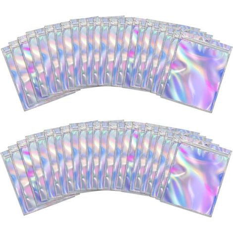 Sacs refermables 150 pièces Aluminium holographique Fermeture éclair résistante Conservation des aliments et des boissons (1/5)
