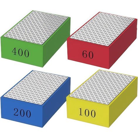 Set di 4 dischi diamantati per lucidatura manuale - Grana 60/100/200/400 per piastrelle, vetro, pietra, marmo e legno (1/5)