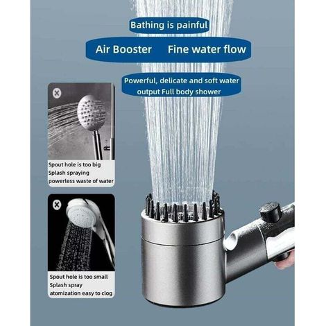 Pommeau de Douche Haute Pression, Douchette Douche Salle de Bain 4 Modes Réglable, Anti Calcaire Douchette Massant avec Stop Eau, Pommeau de Douche économie d'Eau, SPA Pomme de Douche