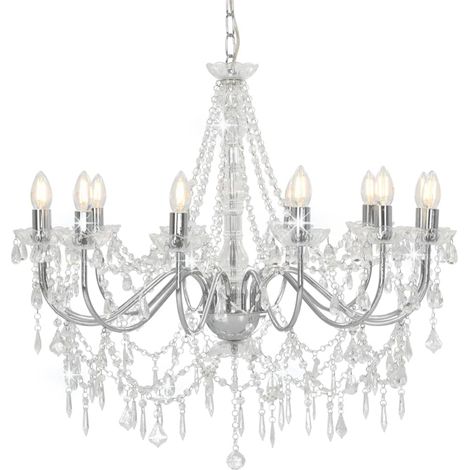 FIMEI Lustre avec perles Argenté 12 ampoules E14 (1/5)