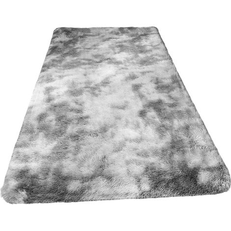 Tapis à poils longs, teinture tie-dye dégradée, épais, crypté, pour salon, chambre, tête de lit (1/5)