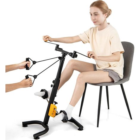 Vélo d’Appartement Pliable 9 Hauteurs Réglables Corde de résistance Poignées Rotatives Exerciseur à Pédales pour Entraînement de Mains Bras (1/2)