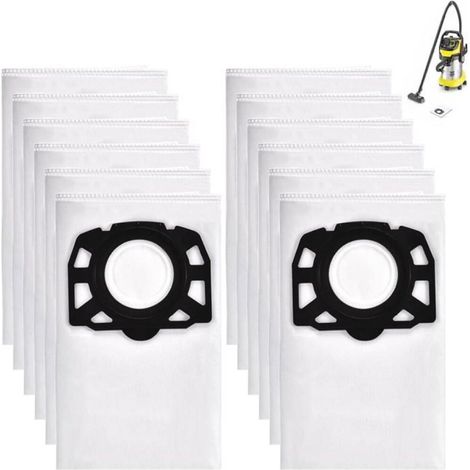 Kfi357 Lot De 12 Sacs D'Aspirateur Pour Aspirateur Kärcher Wd2 Wd3 Kwd1 Kwd2 Kwd3 Mv3 Remplace Les Sacs 2.863-314.0, Kärcher Wd3, (1/5)