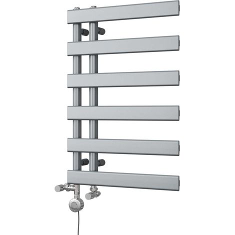 Agar - Silver Dual Fuel Towel Rail H748mm x W500mm Thermostatic (1/3)