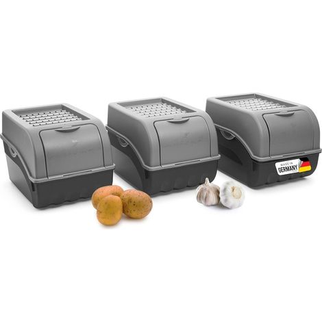 Lot de 3 boîtes rangement pommes de terre 5 L grise