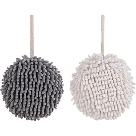 Serviette Sèche-Mains - Microfibre - Suspendue avec Anneau - Absorbante et Rapide - Pour Salle de Bain Cuisine Enfant - 2 Pièces
